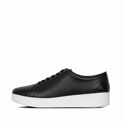 Fitflop Women's RALLY Leather Sneakers - Black, KQ9167204